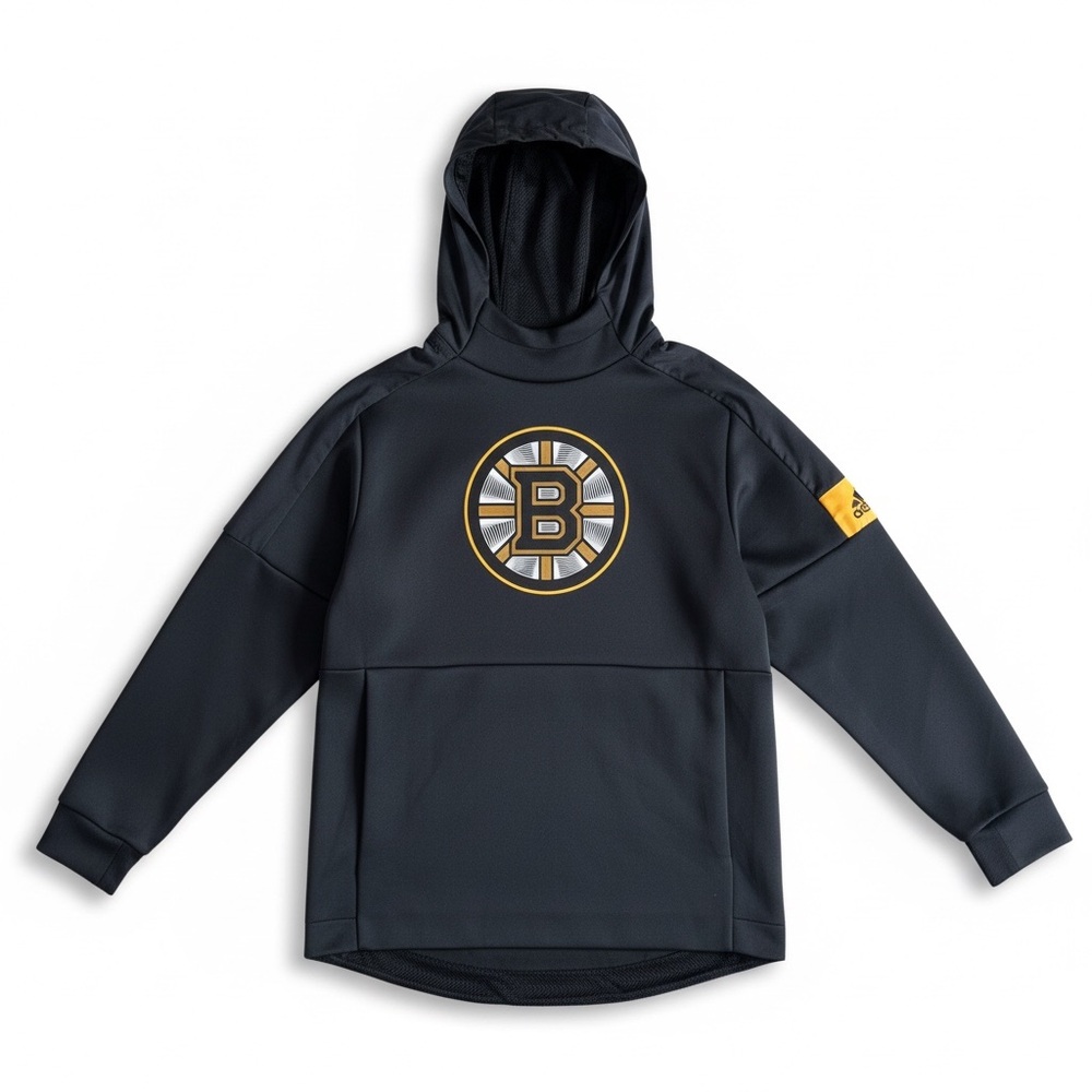 Adidas Boston Bruins NHL Hoodie Pullover Black Gold Hockey Fan Sweatshirt M